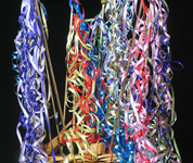 Sticks with colorful ribbons.